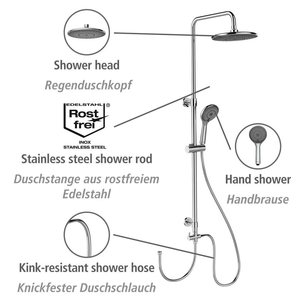 Wasserspar-Duschsystem Watersaving Chrom