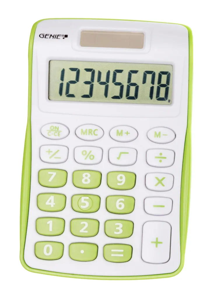 Kompakter Taschenrechner mit 8stelligem Display und Dual-Power, grün
