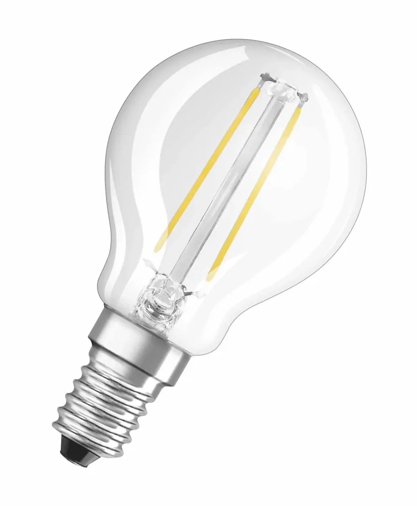 LED CLASSIC P25 Filament Lampe in Tropfenform mit 2,5 Watt, E14, warmweiß, klar