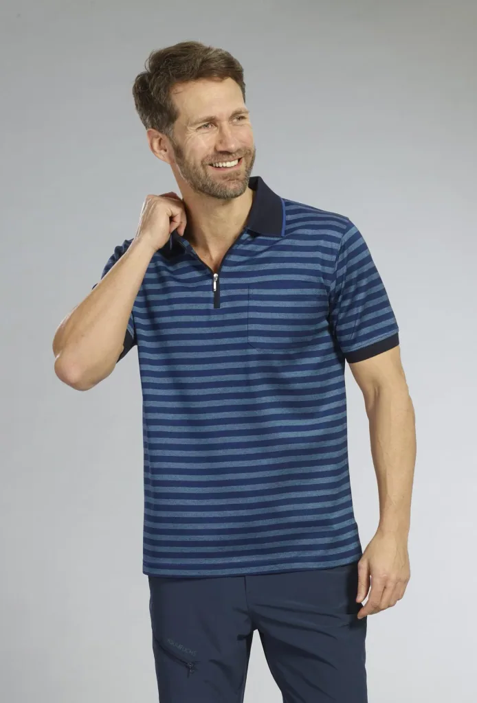 Poloshirt, Farbe marine gestreift, Gr.M