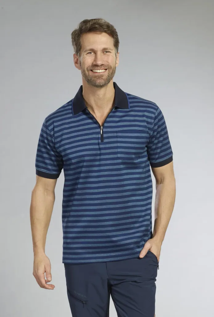 Poloshirt, Farbe marine gestreift, Gr.M