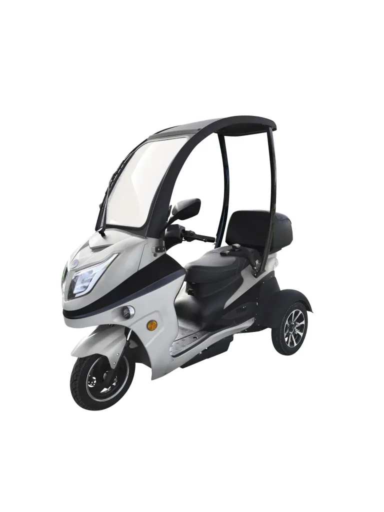 E-Kompaktroller "Lucca Trio" - 40 km/h - Wind und wetterfest, silber