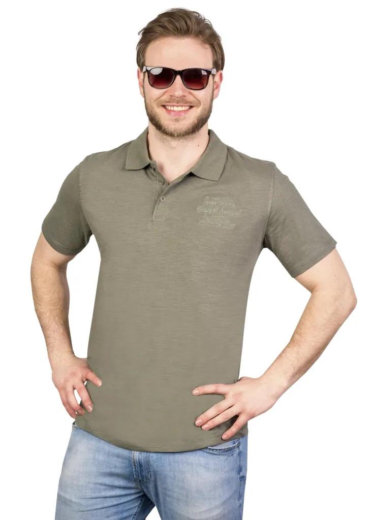 Poloshirt mit Knopfleiste, Farbe khaki, Gr. L