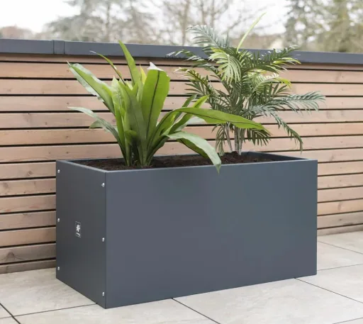 Herstera Garden Pflanzkübel Cube 100×50×50 cm Anthrazit – Stahl-Hochbeet für Garten & Terrasse