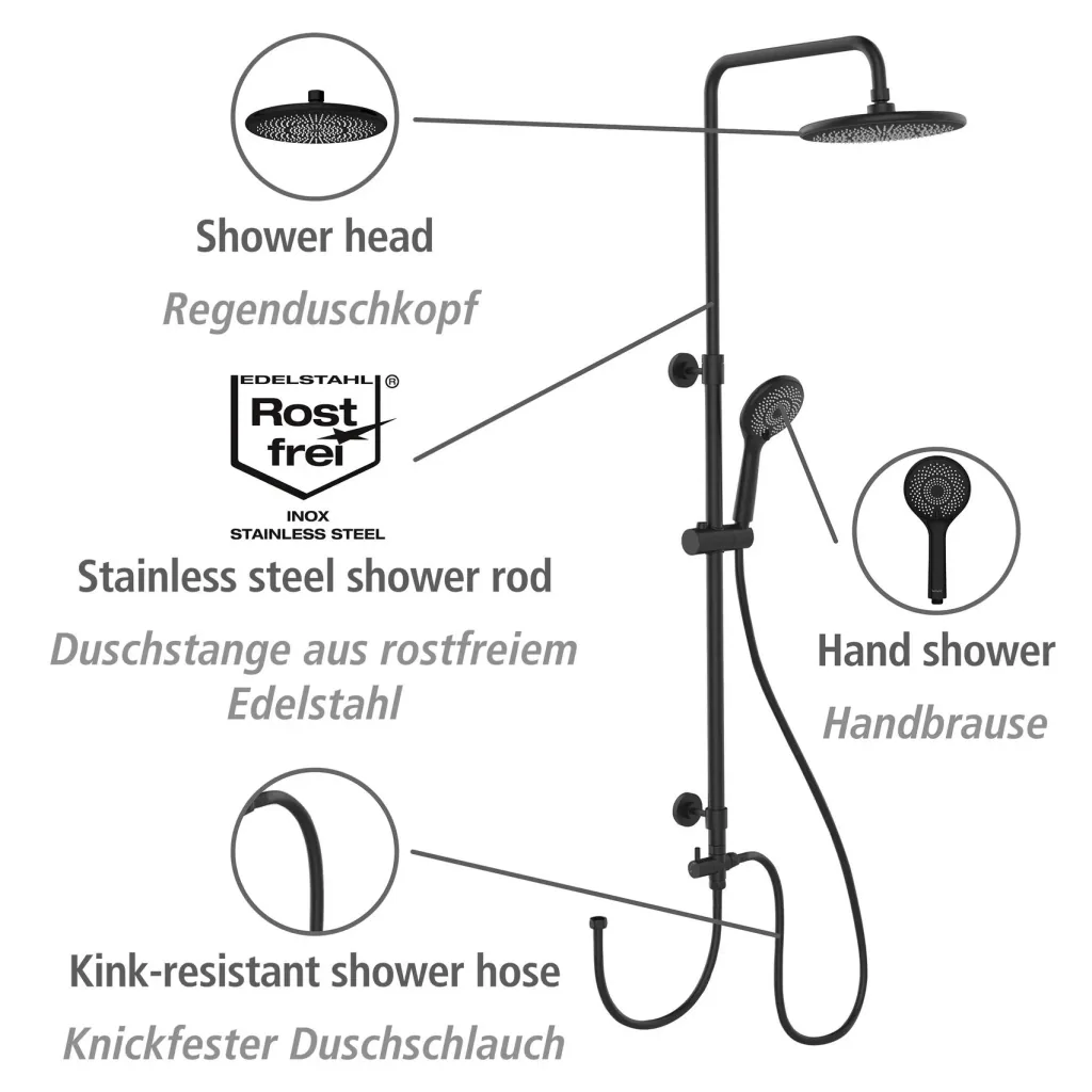 Wasserspar-Duschsystem Watersaving Schwarz