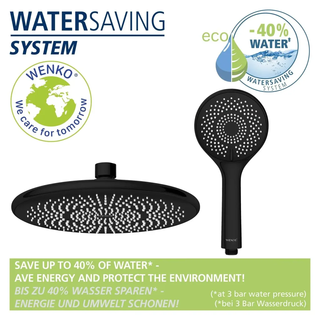 Wasserspar-Duschsystem Watersaving Schwarz
