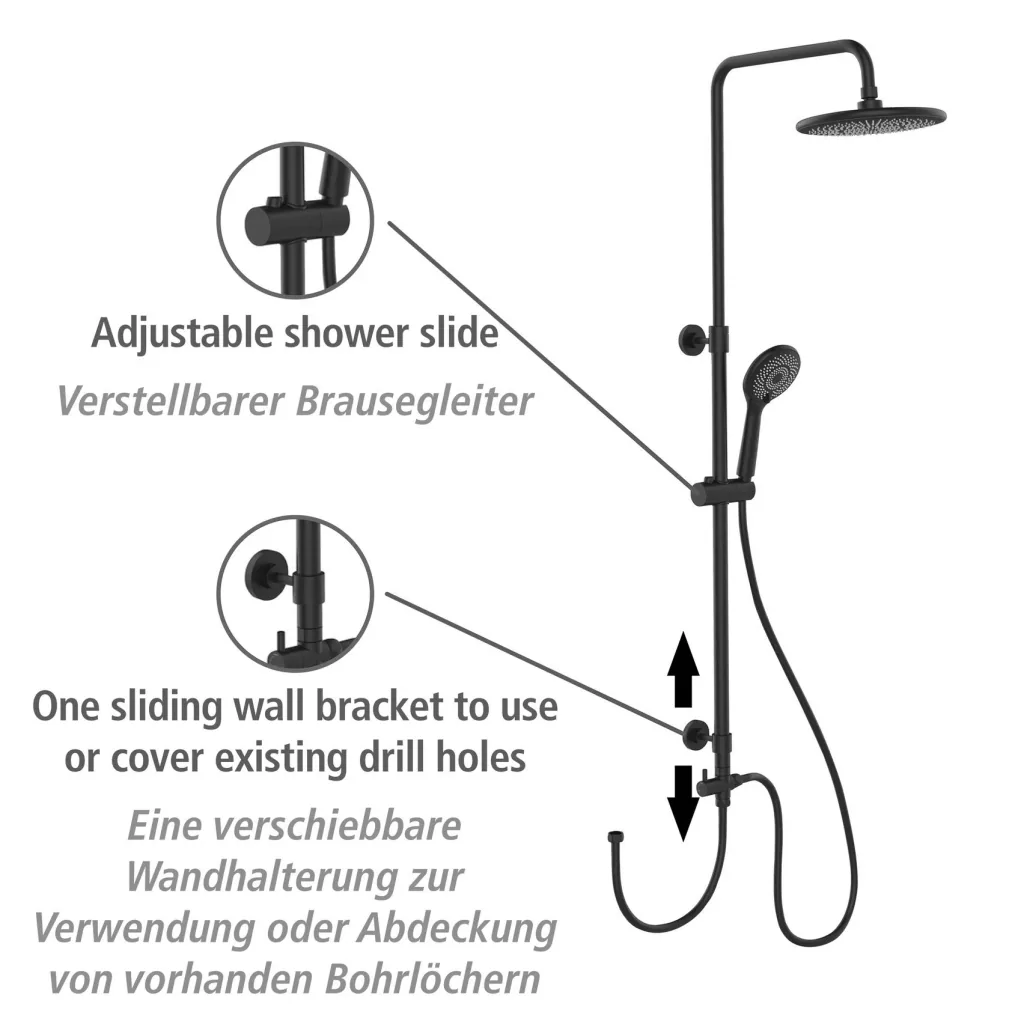 Wasserspar-Duschsystem Watersaving Schwarz