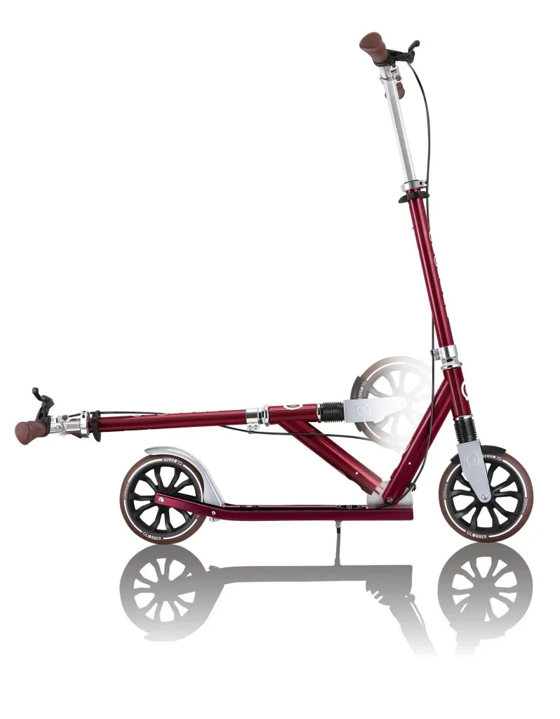 NL 205 Deluxe Tretroller, 205 mm, ABEC 7, Handbremse, höhenverstellbar, Frontfederung, Klappmechanismus, rot