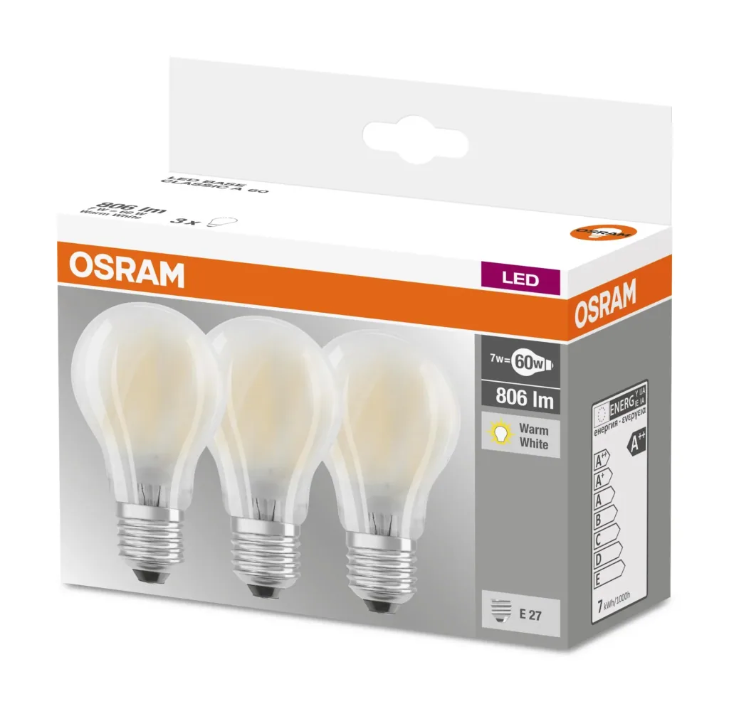 BASE RETRO LED Lampe mit 7 Watt, E27, warmweiß, matt - 3 Stück