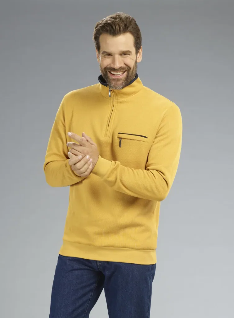 Sweatshirt mit Reißverschluß, Farbe gelb, Gr.M