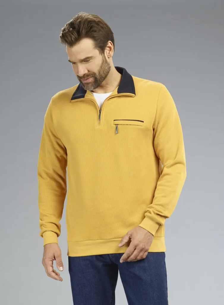 Sweatshirt mit Reißverschluß, Farbe gelb, Gr.M