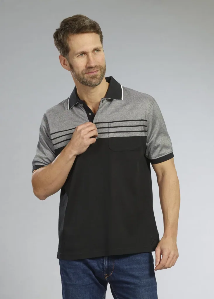 Poloshirt geknöpft, Farbe schwarz/grau, Gr.L