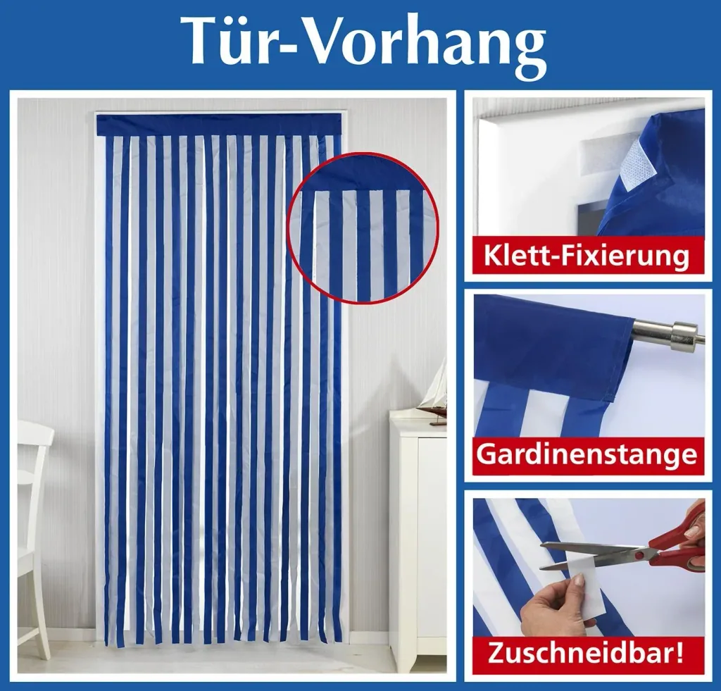 Türvorhang blau-weiß