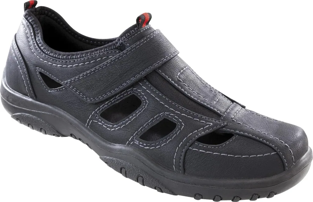 Slipper mit Klimazonen und Klettverschluss, Farbe schwarz, Gr.40