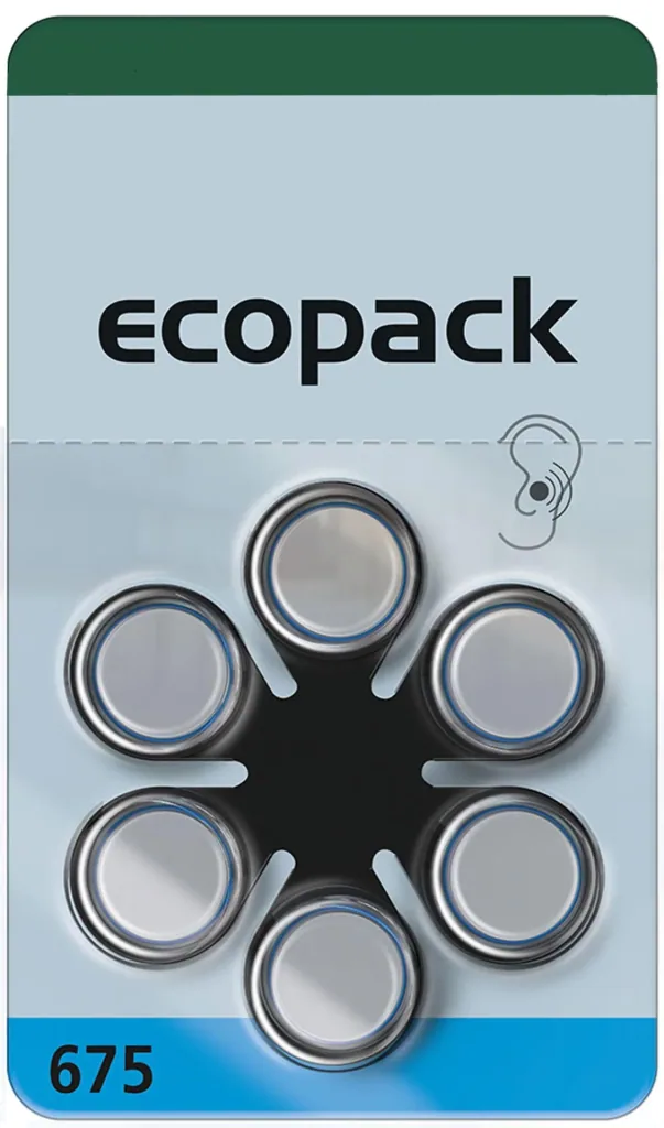 Hörgerätebatterie Ecopack Typ 13 (PR48) ORANGE - 6 Stück