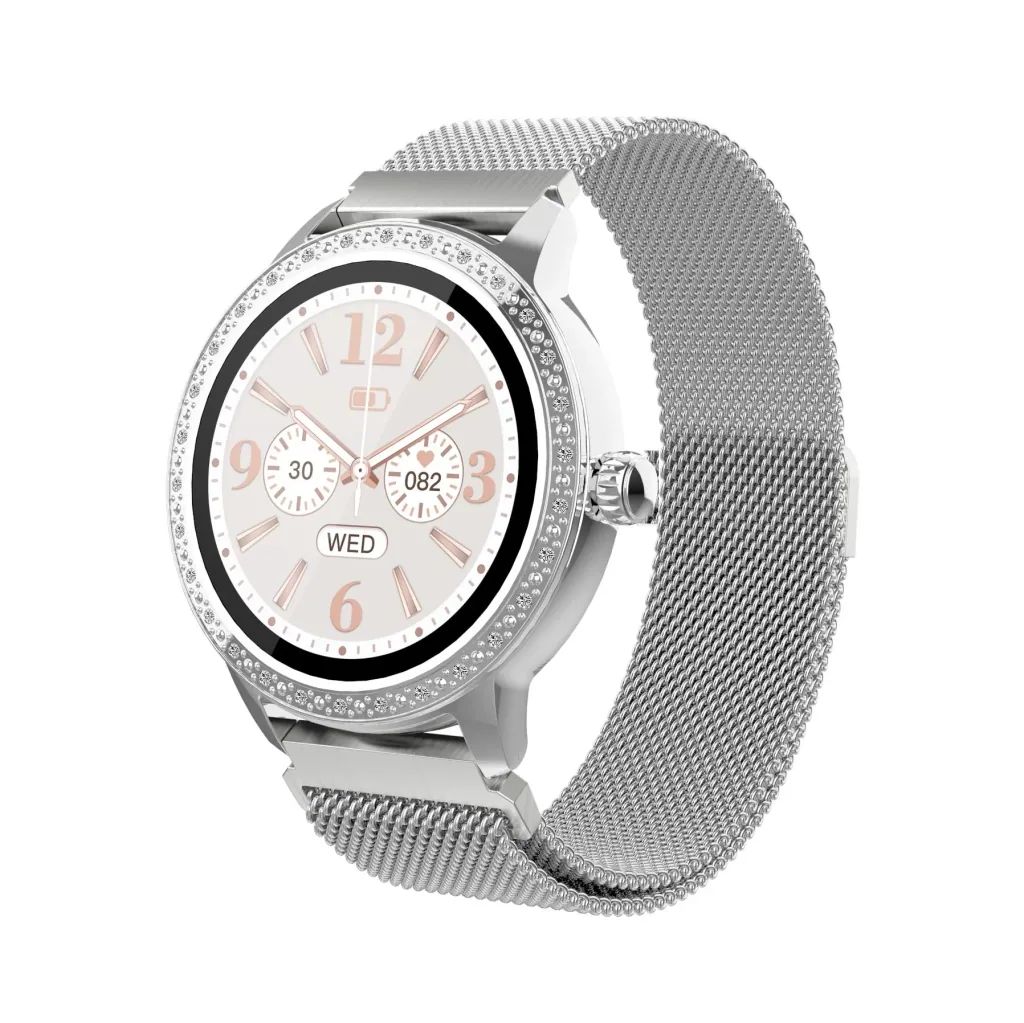 Smartwatch mit Herzfrequenz Sensor, Multi Sport Modus und Zyklusüberwachung, silber