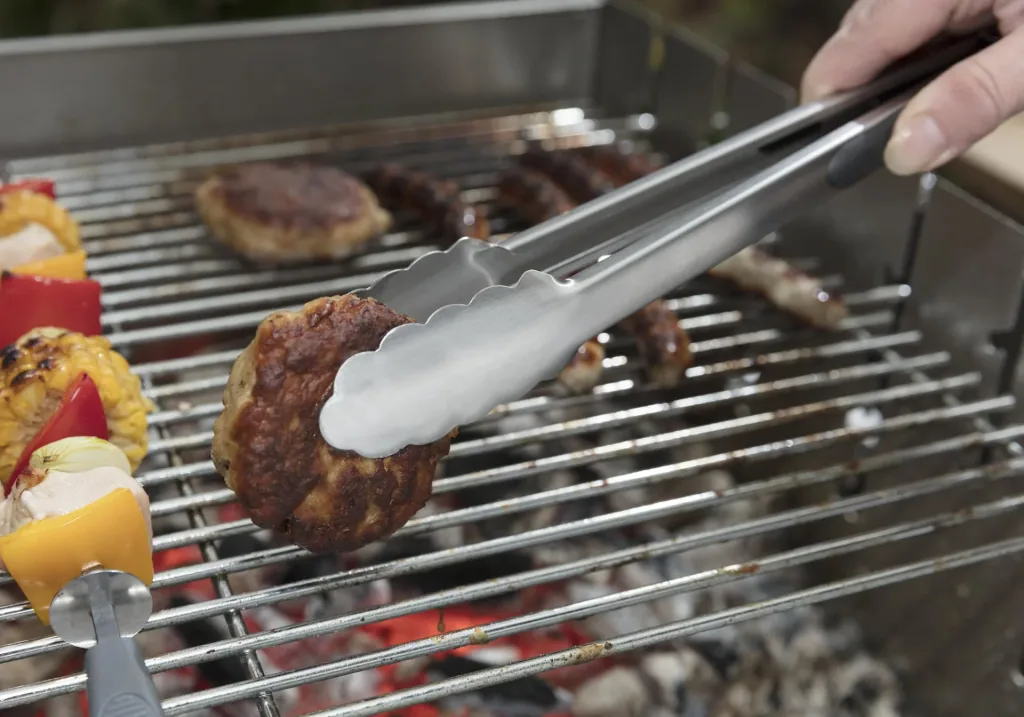 Grillzange Edelstahl, Silberfarben, 33 cm