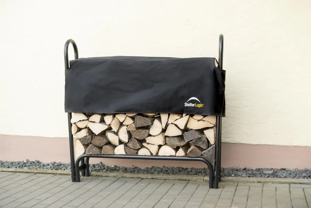 Kaminholz Kaminholzregal 126x25x118 cm Schwarz