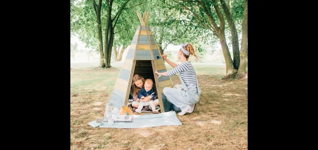 Holz Tipi Hideaway 170, Outdoor-Tipi für Kinder aus Holz, Spielzelt, 1,70 m hoch, natur