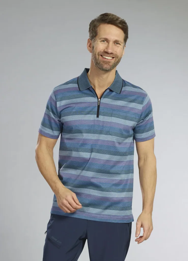 Poloshirt, blau gestreift, Gr.M