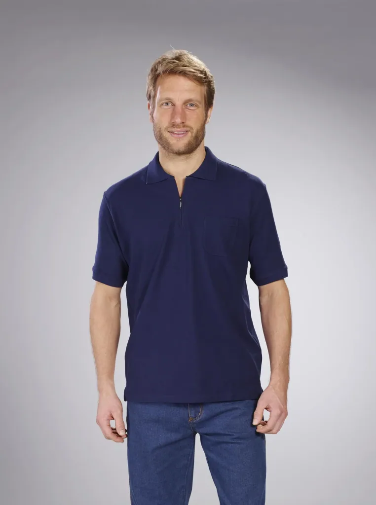 Poloshirt mit Reißverschluss, marine, Gr. M