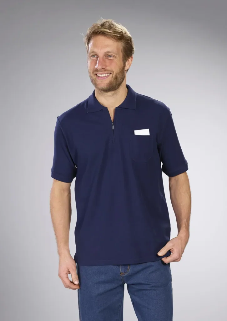 Poloshirt mit Reißverschluss, marine, Gr. M