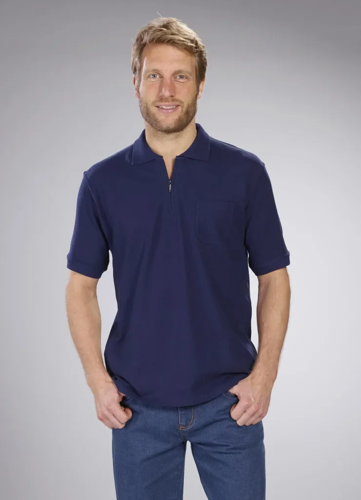 Poloshirt mit Reißverschluss, marine, Gr. M