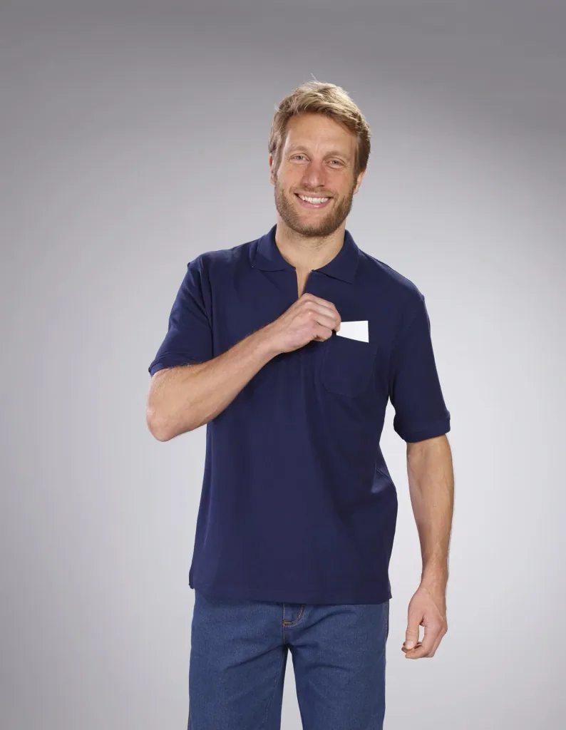 Poloshirt mit Reißverschluss, marine, Gr. M