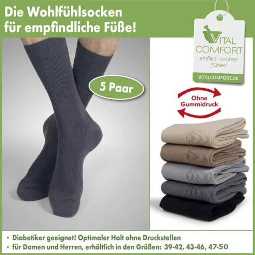Wohlfühlsocken, hell sortiert, Größe 39 - 42, 5er Paar