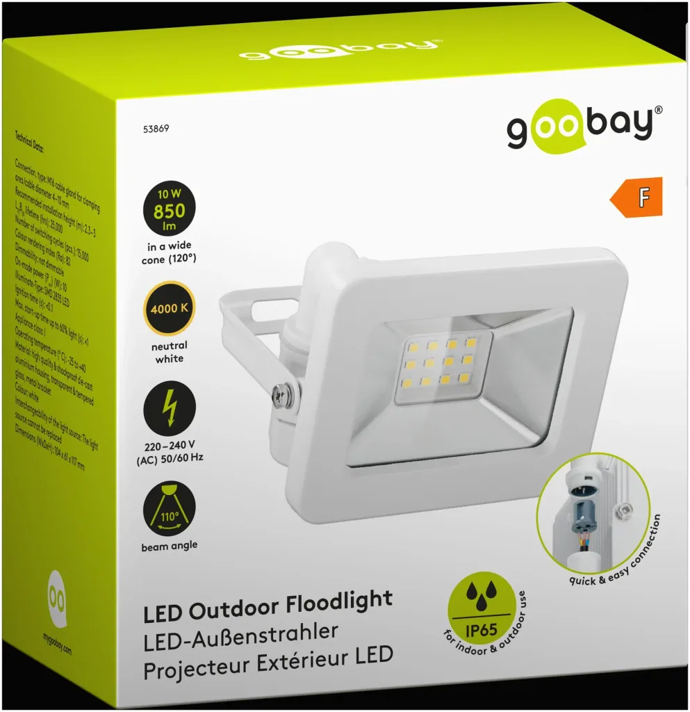 LED Außenstrahler Weiß, 10 Watt - 850 Lumen