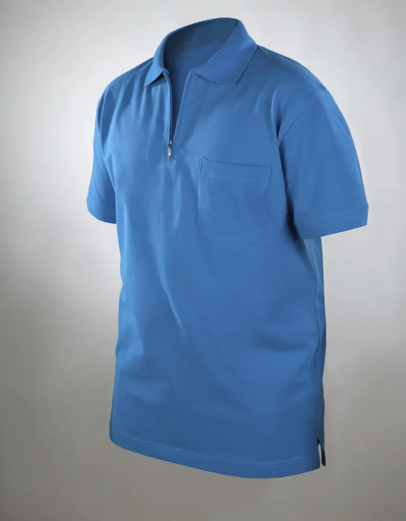 Poloshirt mit Reißverschluss, azur blau, Gr.XXL