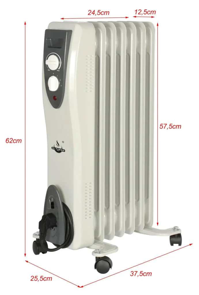 Mobiler Ölradiator, weiß, 7 Rippen