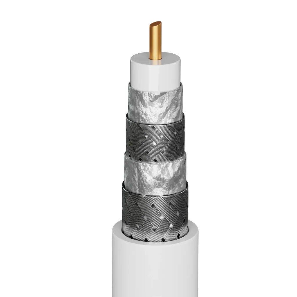 SAT Antennenkabel 135 dB, 4x geschirmt, 1 m, Weiß - vergoldet, F-Stecker > F-Stecker (70598)