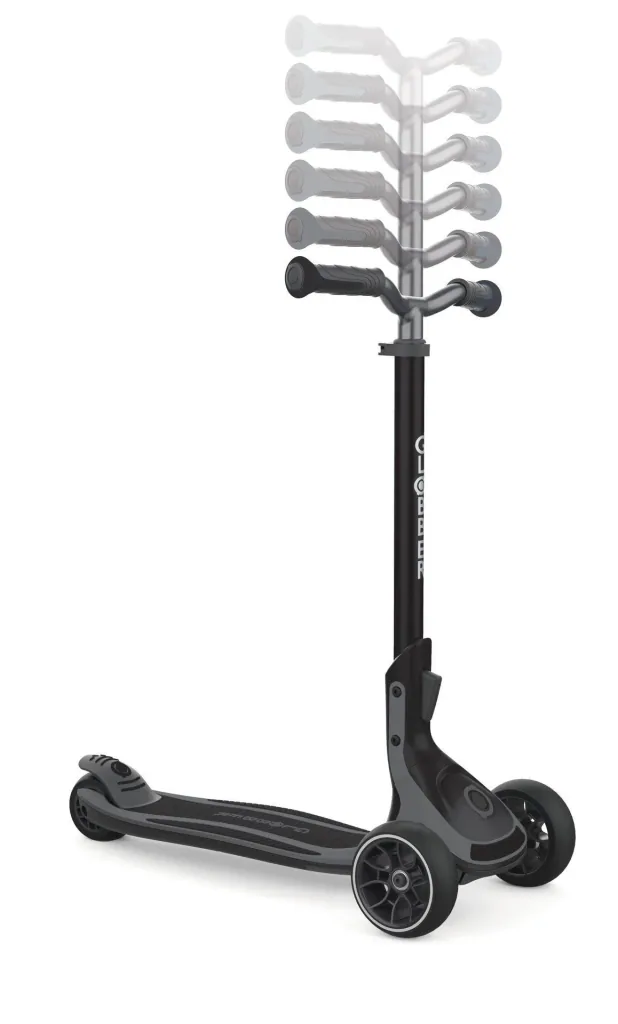 ULTIMUM   Tretroller Kinder Erwachsene, 125/90 mm extra breit, ABEC 7, 3-rädrig, höhenverstellbar, grau