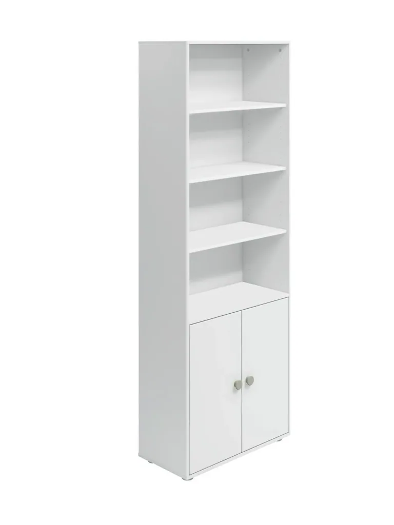 Flexa Bücherregal - Roomie, mit 2 Türen, 72x202,5 cm, Farbe: Weiß/Naturgrün