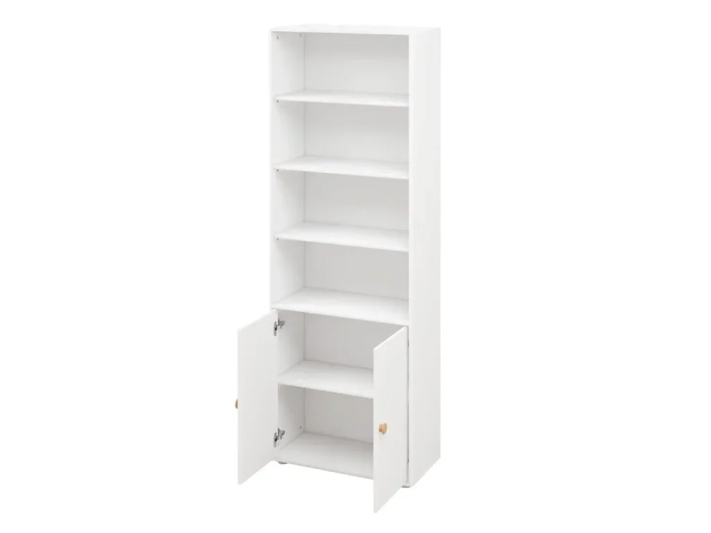 Flexa Bücherregal - Roomie, mit 2 Türen, 72x202,5 cm, Farbe: Weiß/Eiche