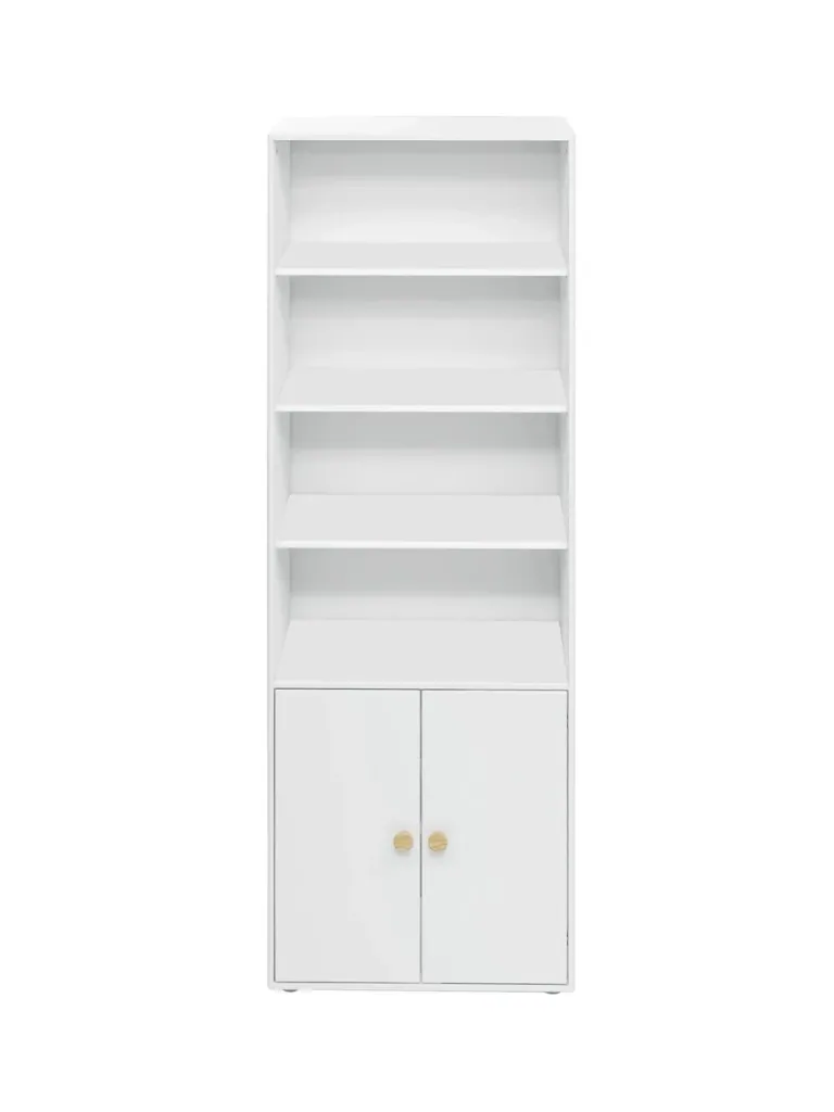 Flexa Bücherregal - Roomie, mit 2 Türen, 72x202,5 cm, Farbe: Weiß/Eiche