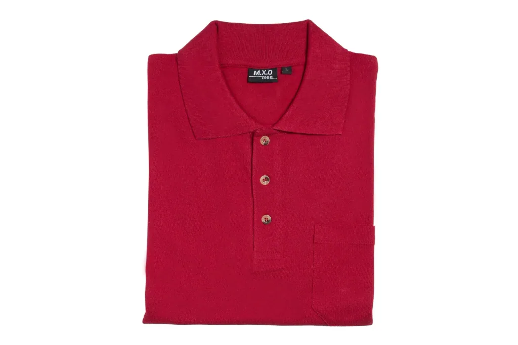 Poloshirt mit Knopfleiste und Brusttasche, Farbe rot, Gr.XL