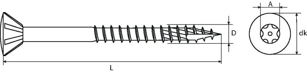 Terrassenschrauben ttap Senkkopf Edelstahl A2 5.5x50mm ttap25 500 Stück