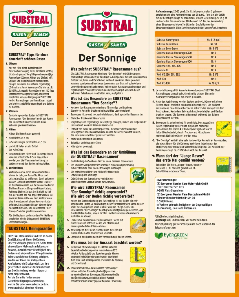 Rasensamen "Der Sonnige" - 1,125 Kg