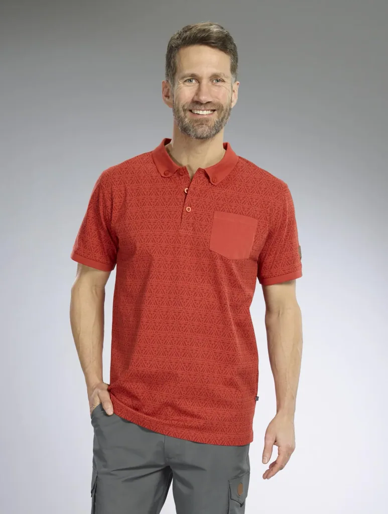 Poloshirt gemustert, Farbe rot, Gr.M