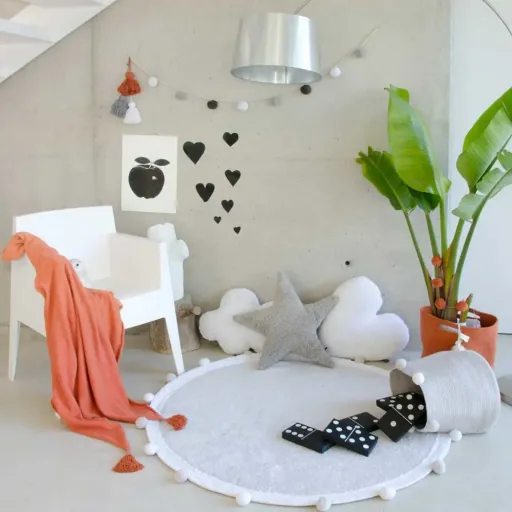 Lorena Canals Aufbewahrungskorb Bubbly Pom Poms  grau