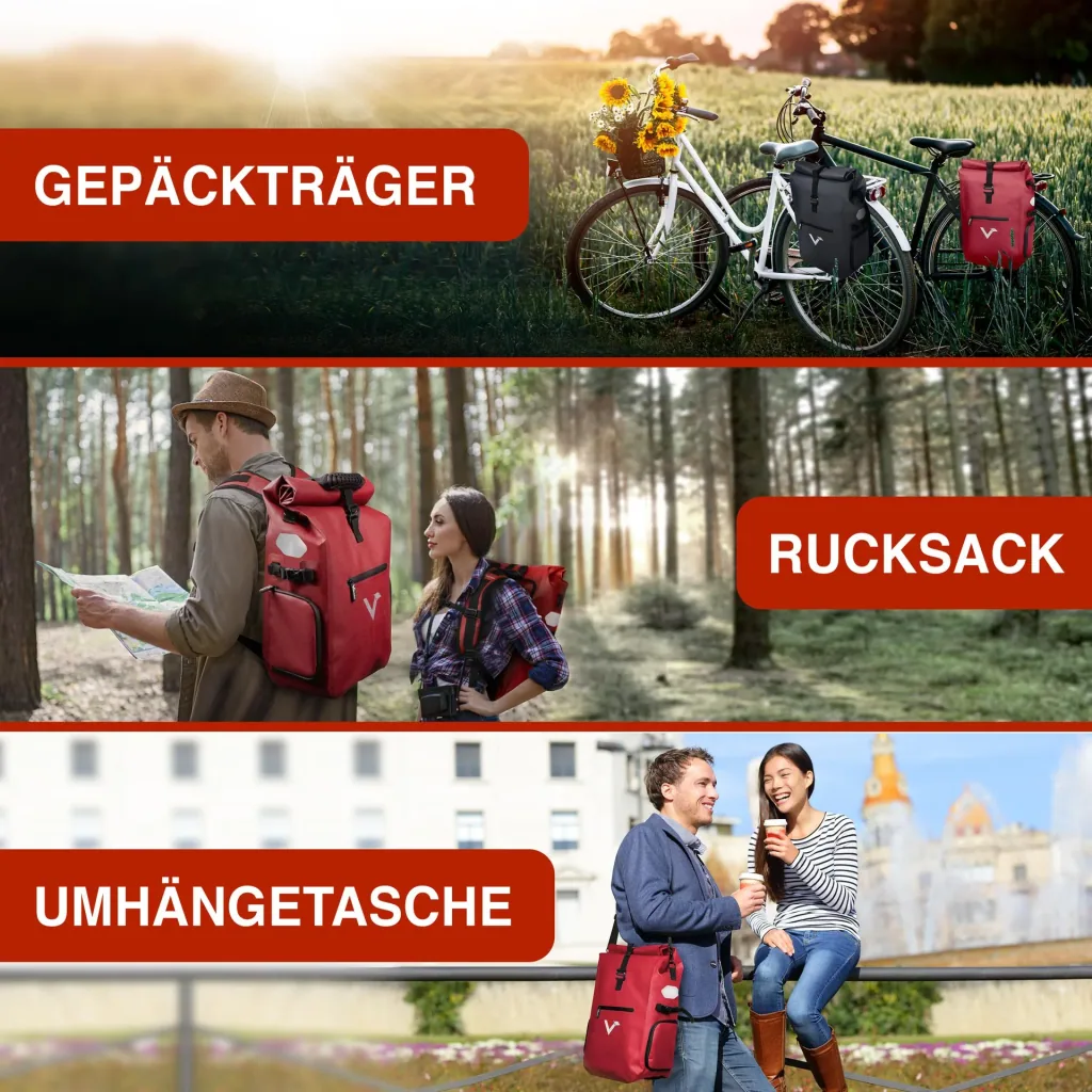 ValkPro 3 in 1 Fahrradtasche, Rot