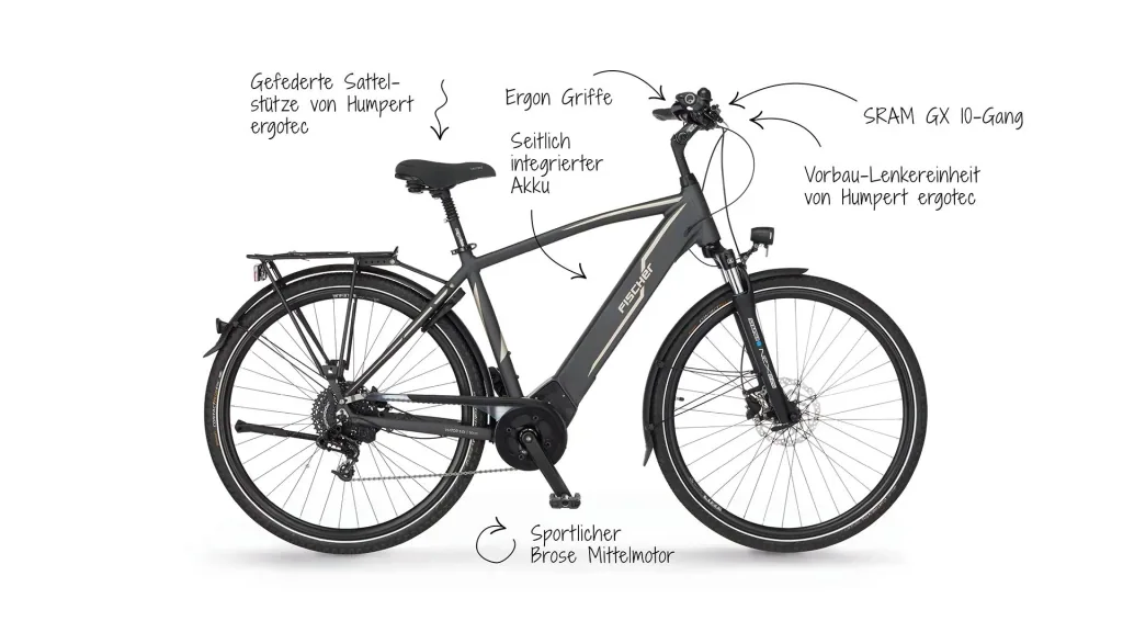 Herren E-Bike Trekking, 28 Zoll, Rahmengröße 55 cm,10-Gang Kettenschaltung, schiefergrau matt, VIATOR 5.0i