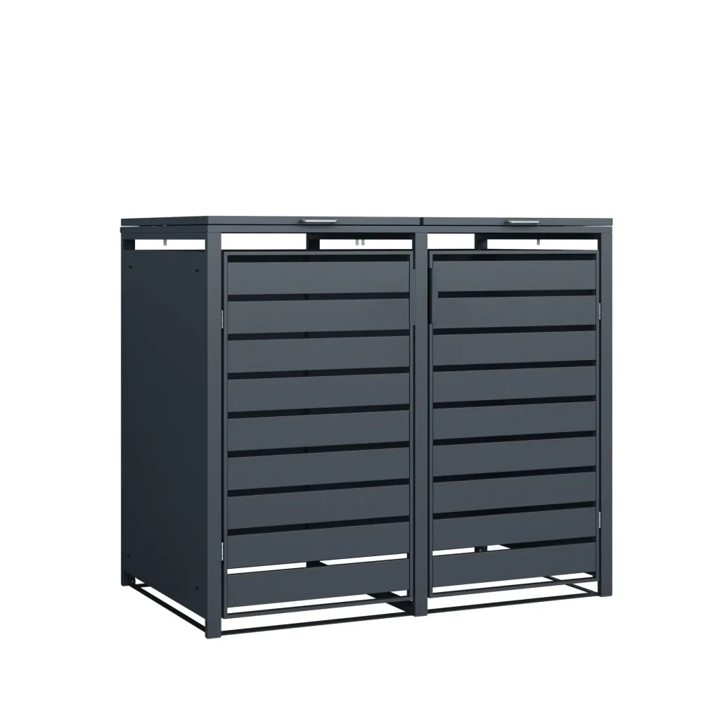 Westmann Mülltonnenbox Kubus für 2x 240 L, 132×80×116 cm, Anthrazit – pulverbeschichteter Stahl