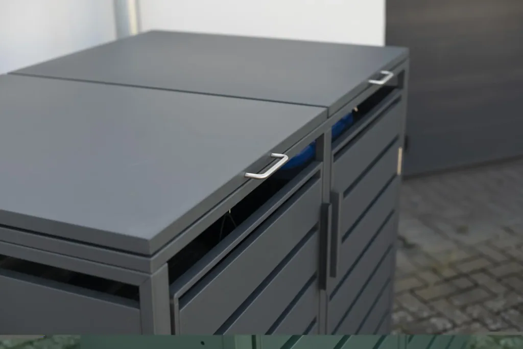 Westmann Mülltonnenbox Kubus für 2x 240 L, 132×80×116 cm, Anthrazit – pulverbeschichteter Stahl