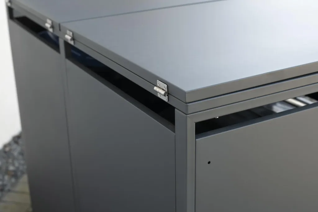 Westmann Mülltonnenbox Kubus für 2x 240 L, 132×80×116 cm, Anthrazit – pulverbeschichteter Stahl