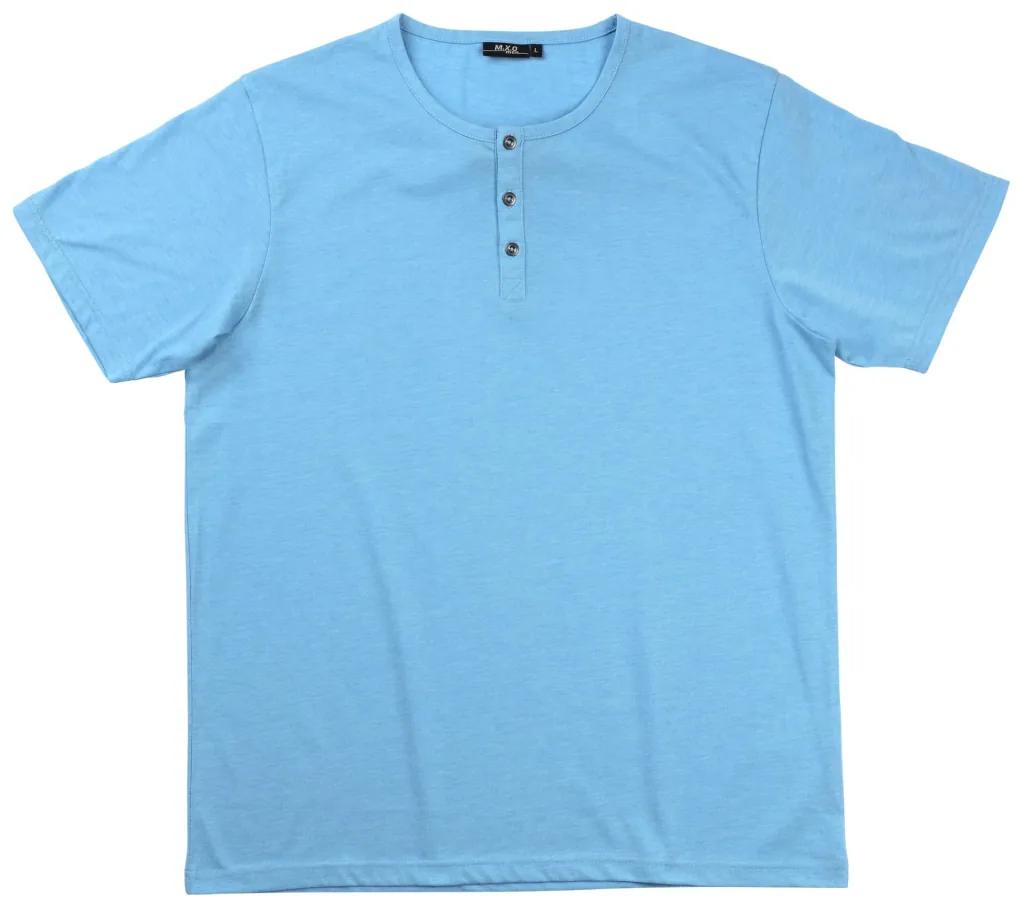 T-Shirt mit Knopfleiste, Farbe blau/melange, Gr.XL