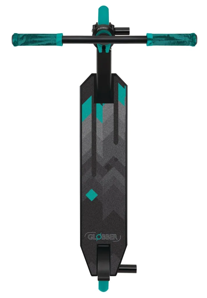 STUNTSCOOTER GS 540   Freestyle Kickroller, 100 mm, ABEC 7, verstärkter Lenker, 360°- Lenkung, schwarz-türkis