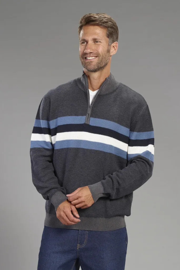 Pullover mit Stehkragen, Farbe blau, Gr.XL